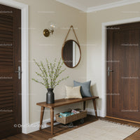Elegant Home Entrance with Wooden Door and Decorative Mirror