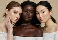 Diverse Beautiful Women Close-Up Portrait in Studio