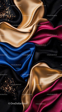 Colorful Satin Fabric Textures with Gold and Pink Hues