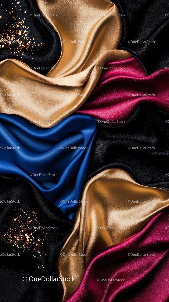 Colorful Satin Fabric Textures with Gold and Pink Hues