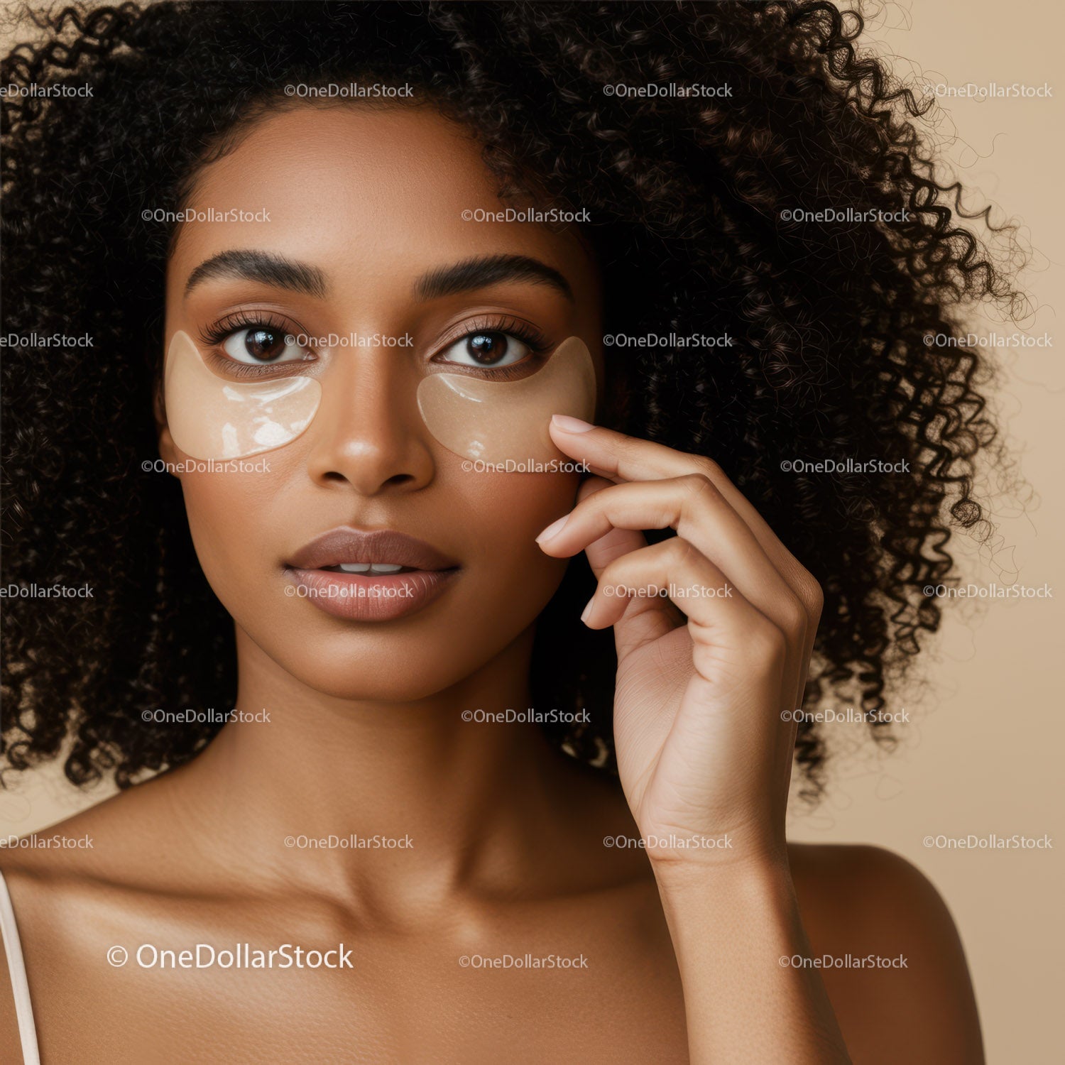Young Woman Applying Eye Patches for Skincare and Beauty Routine