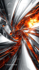 Dynamic Metallic Abstract Swirl with Chrome Finish and Vibrant Lights