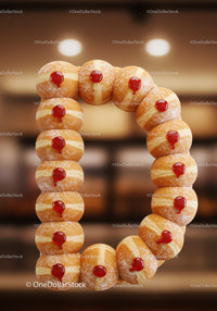 Creative Letter O Made of Jelly Donuts on Blurred Background