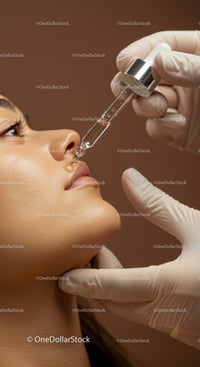 Professional Woman Receiving Skincare Treatment with Serum Dropper