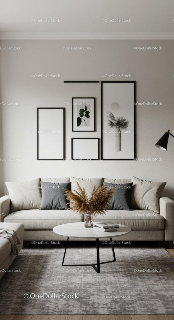 Minimalist Living Room with Wall Art and Cozy Sofa
