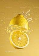 Fresh Lemon Splash with Vibrant Yellow Background