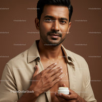 Confident Man Applying Moisturizer for Healthy Skin and Grooming