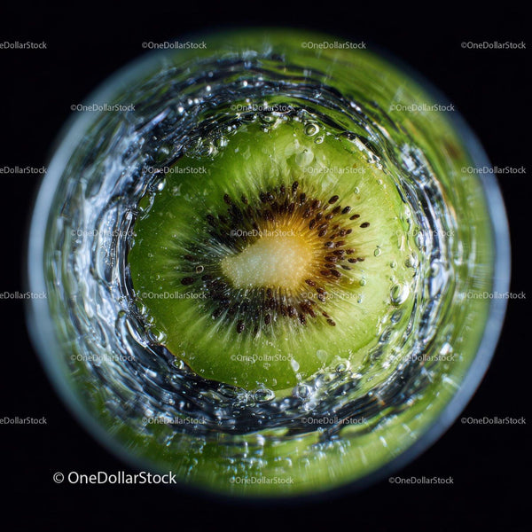 Close-Up of Juicy Green Kiwi Slices with Water Splash