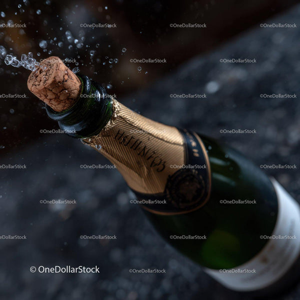 Champagne Bottle with Cork Pop for Celebration and Festive Events