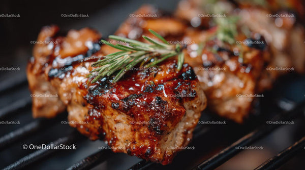 Juicy Grilled Steak with Charred Marks and Fresh Rosemary