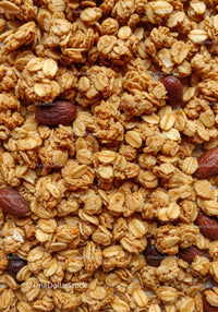 Close up of crunchy granola with whole almonds