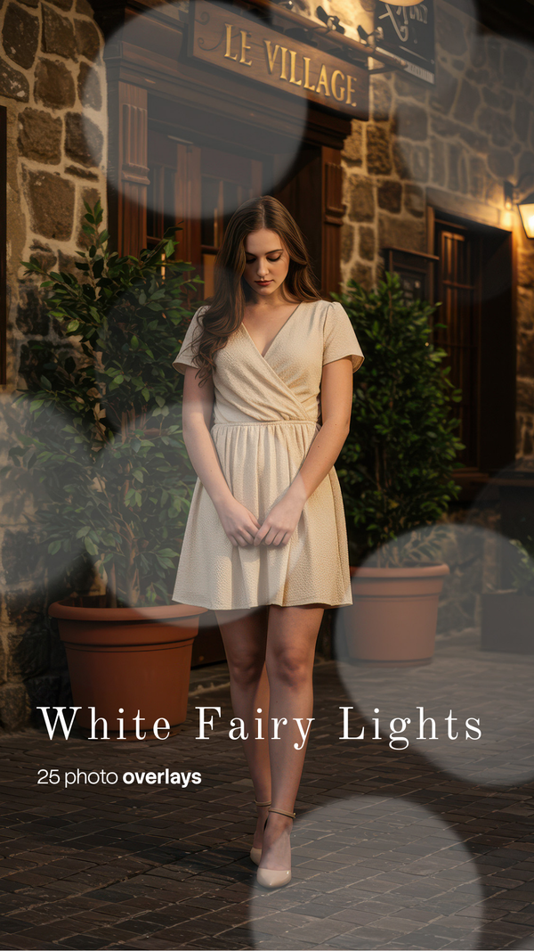 White Fairy Lights Overlays (25 JPG files)