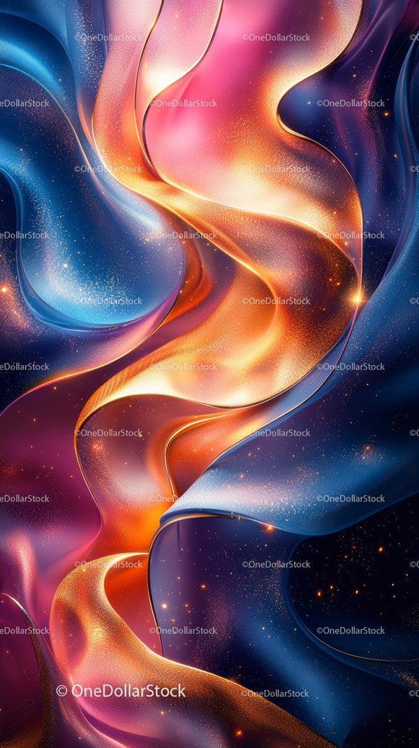 Vibrant Abstract Swirl Pattern with Glowing Lines and Cosmic Effect