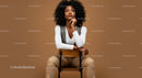 Stylish Confident Woman Sitting on Chair in Modern Studio