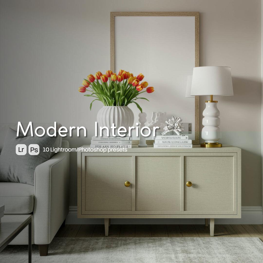 Modern Interior Lightroom presets cover preview