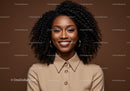 Professional Portrait of Smiling African American Woman with Curly Hair