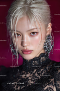 Elegant Fashion Portrait of a Woman with Platin Blonde Hair and Glamorous Look