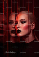 Futuristic Female Portrait with Red Lighting and Dark Makeup Stock Photo Bundle preview 22