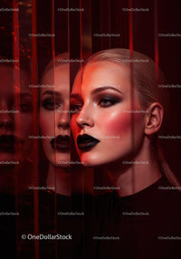 Futuristic Female Portrait with Red Lighting and Dark Makeup Stock Photo Bundle preview 22