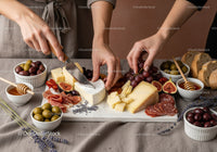 Elegant Cheese Platter with Fresh Grapes and Bread Slices