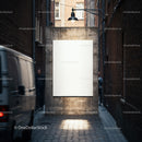 Blank Poster on Urban Wall in Narrow Alleyway