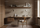 Minimalist Wooden Desk Setup with Two Adjustable Lamps