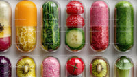 Colorful Fruit Gel Capsules with Fresh Fruits and Vegetables