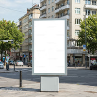 Blank Urban Billboard on Busy City Corner