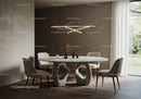 Modern Dining Room with Marble Table and Unique Chandelier