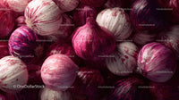 Fresh Onions Bunch with Vibrant Red White and Purple Skins
