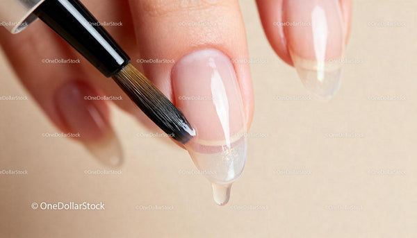Close-up of natural manicure with applied nail polish