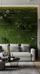 Elegant Living Room with Green Wall and Cozy Decor
