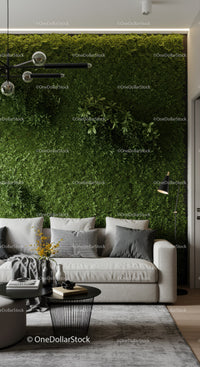 Elegant Living Room with Green Wall and Cozy Decor