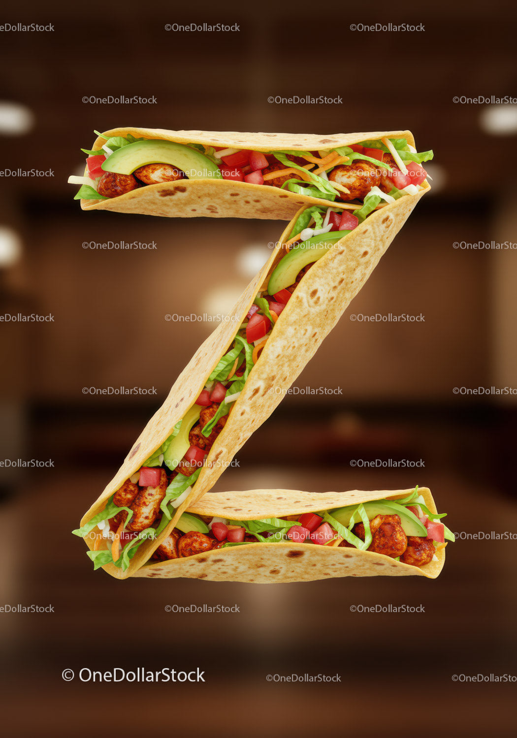 Tortilla wraps arranged to form the letter Z