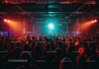 Colorful Nightclub Scene with Dancing Crowd and Dynamic Lighting