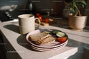 Fresh Breakfast with Sliced Bread Cucumbers and Cherry Tomato
