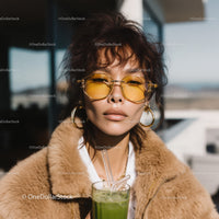 Stylish Woman Wearing Yellow Sunglasses During Sunny Day