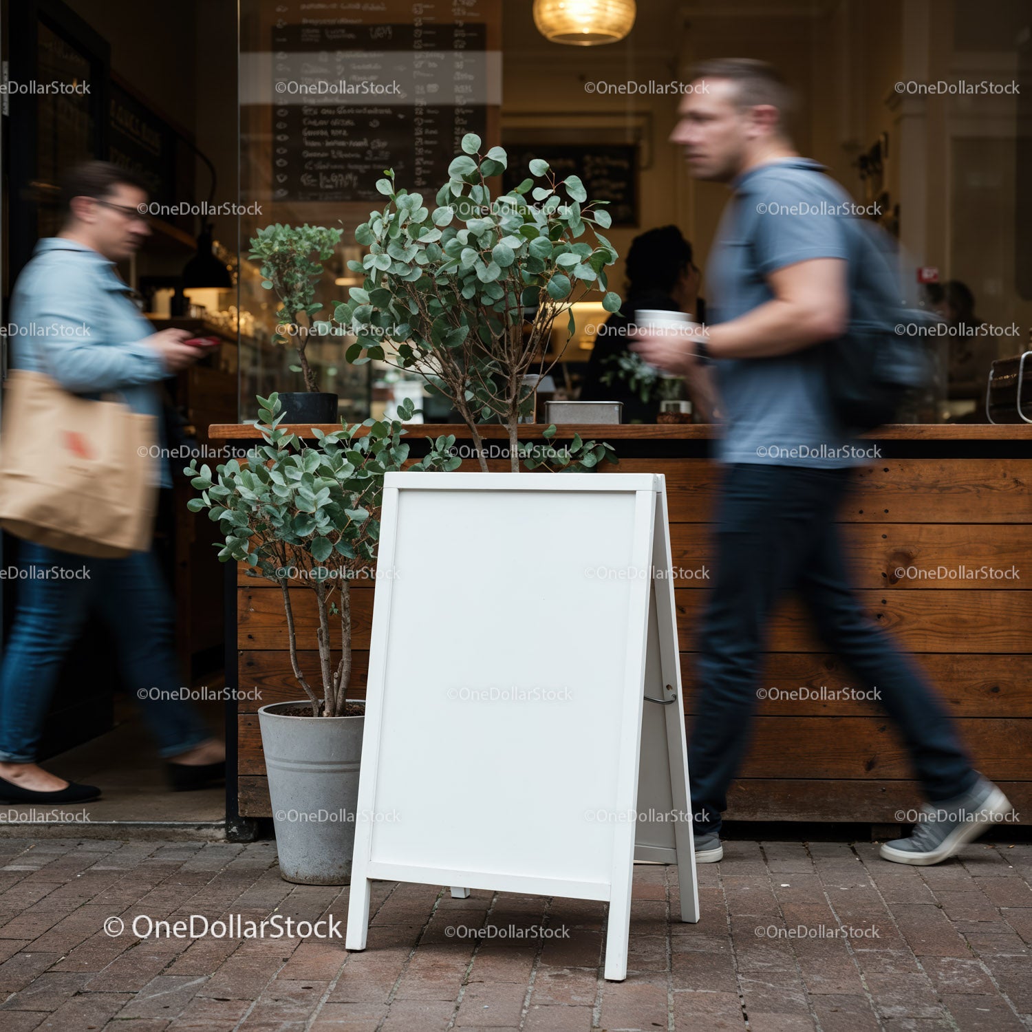 Blank White Sandwich Board Outside Urban Coffee Shop