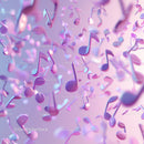 Colorful Floating Musical Notes in Vibrant Abstract Scene