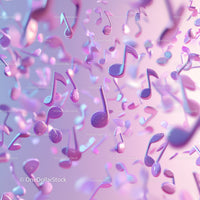 Colorful Floating Musical Notes in Vibrant Abstract Scene