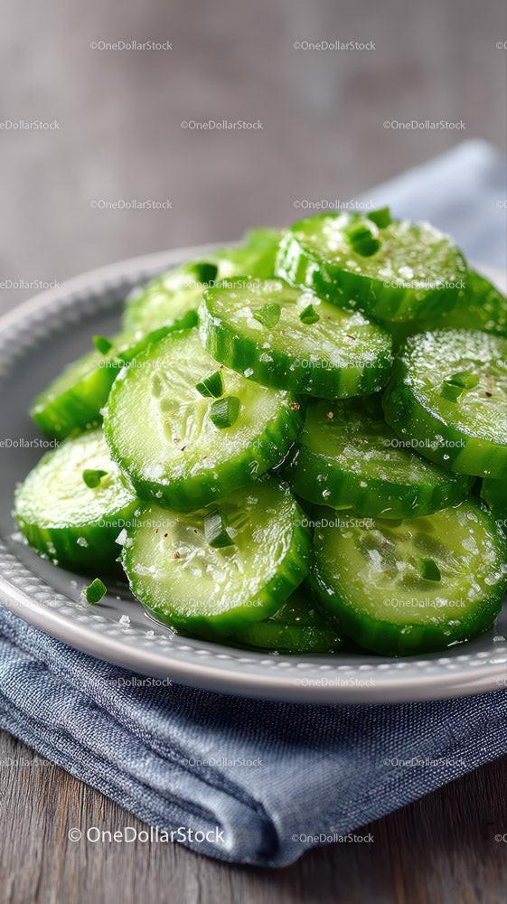 Fresh Sliced Cucumber Salad with Chopped Green Onions