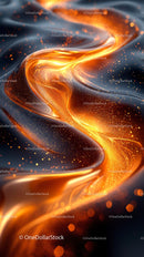 Abstract Fiery Flow with Golden Sparks and Dynamic Motion