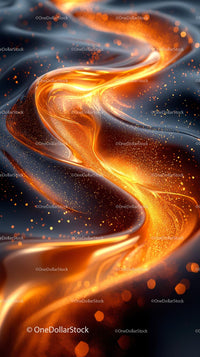 Abstract Fiery Flow with Golden Sparks and Dynamic Motion