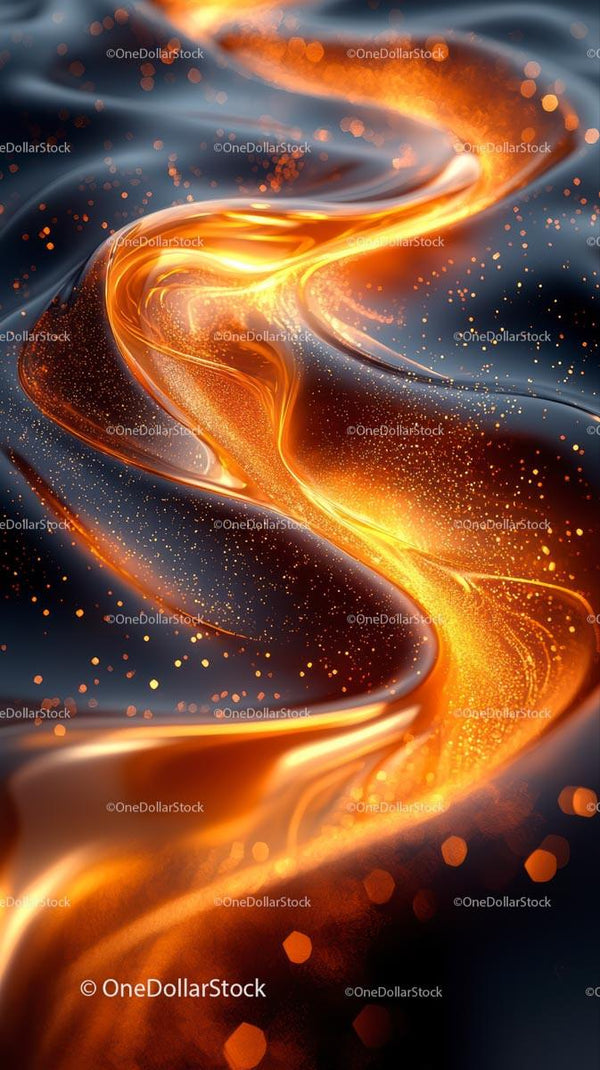 Abstract Fiery Flow with Golden Sparks and Dynamic Motion