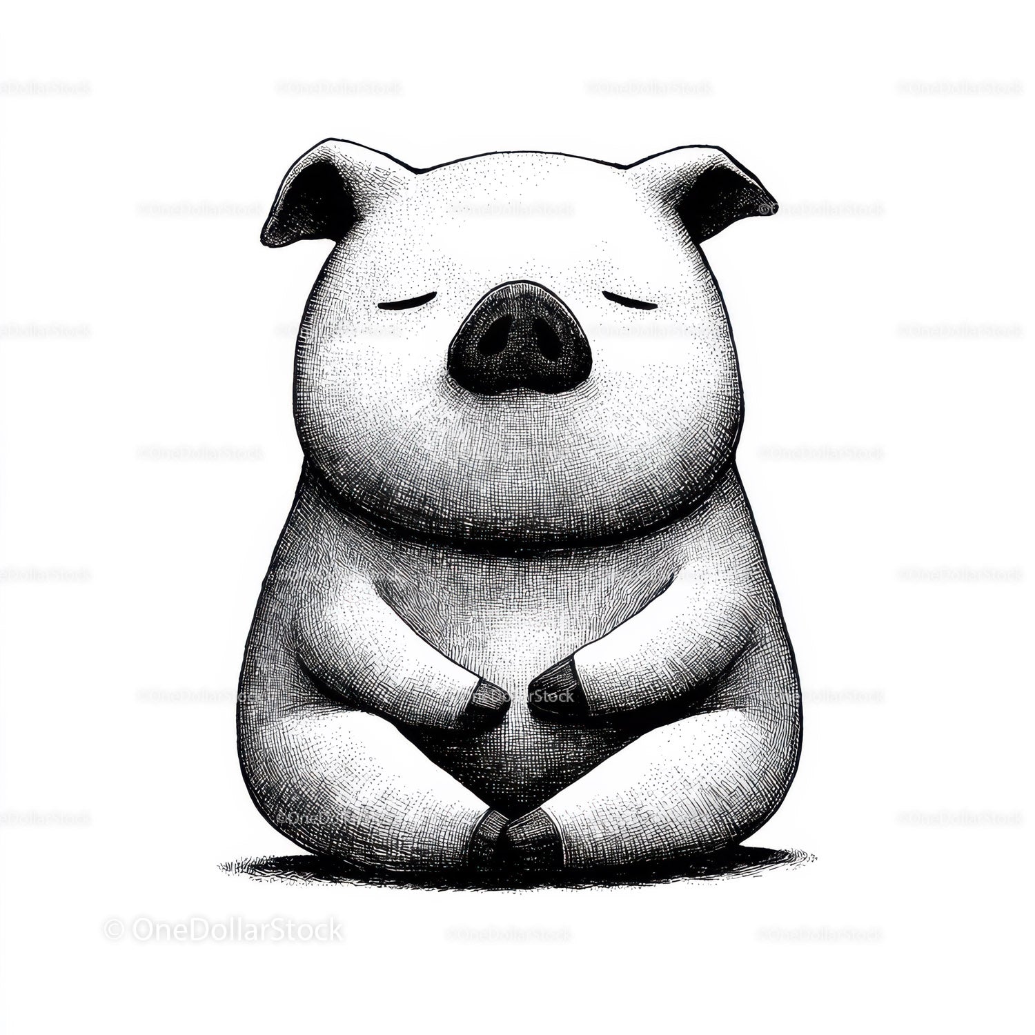 Black Pig Sculpture with Unique Textured Animal Art