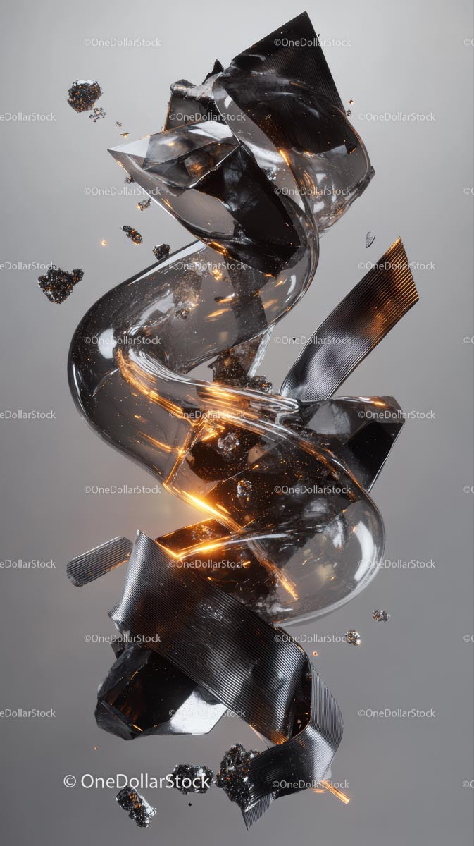 Broken Glass Fragments with Reflective Surface and Sharp Shards