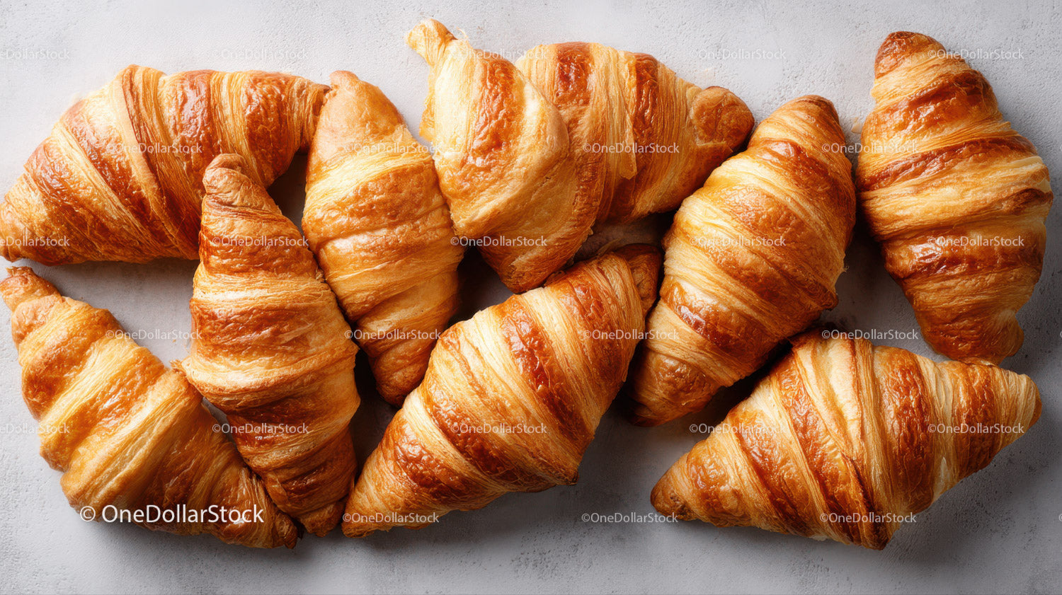 Fresh Croissants on a Light Surface for Breakfast or Bakery Marketing
