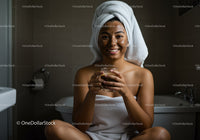 Woman Relaxing with Herbal Tea After Spa Skincare Routine