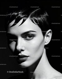 Close-up portrait of confident woman with short hair