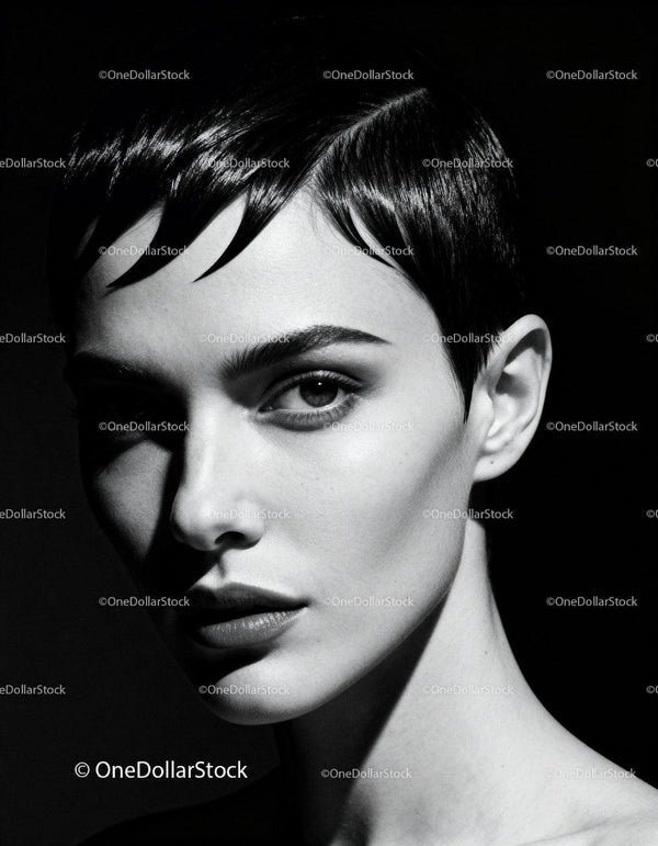 Close-up portrait of confident woman with short hair